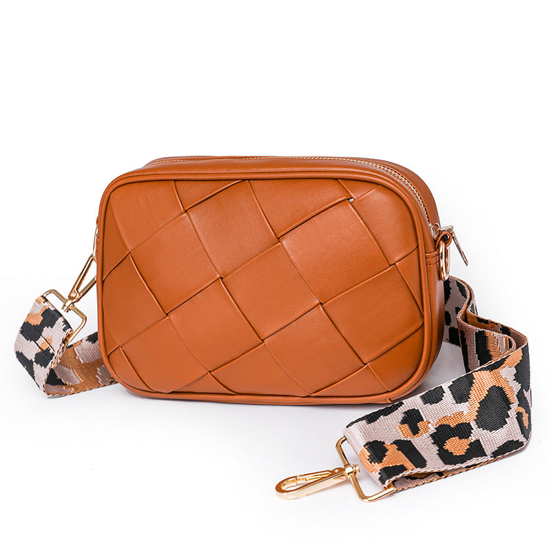 586 leather knit camera crossbody bag