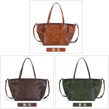 2586 vintage large genuine leather handbag