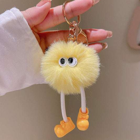 1721 lovely cartoon doll keychain faux fur key pendant
