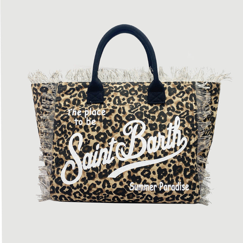 2301 leopard large beach bag