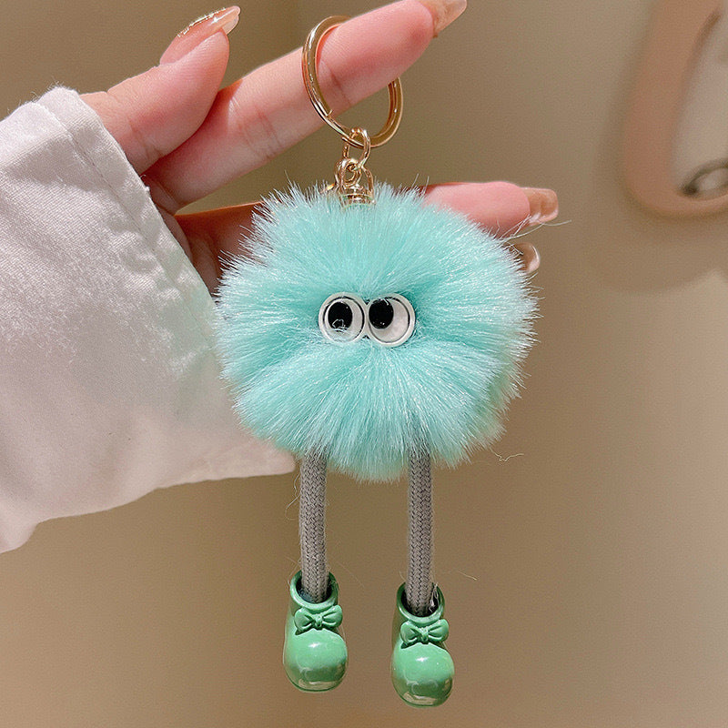 1721 lovely cartoon doll keychain faux fur key pendant