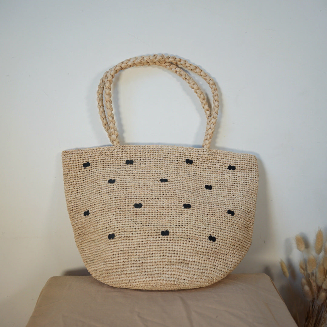 1393  riffia weave beach knot handbag
