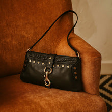 2740 genuine leather rivet handbag