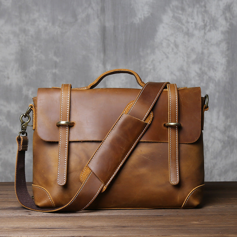1720 vintage men's leather briefcase handbag