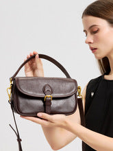 2730 cowhide flap crossbody bag