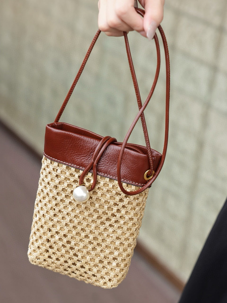 1789 handmade straw crossbody bag