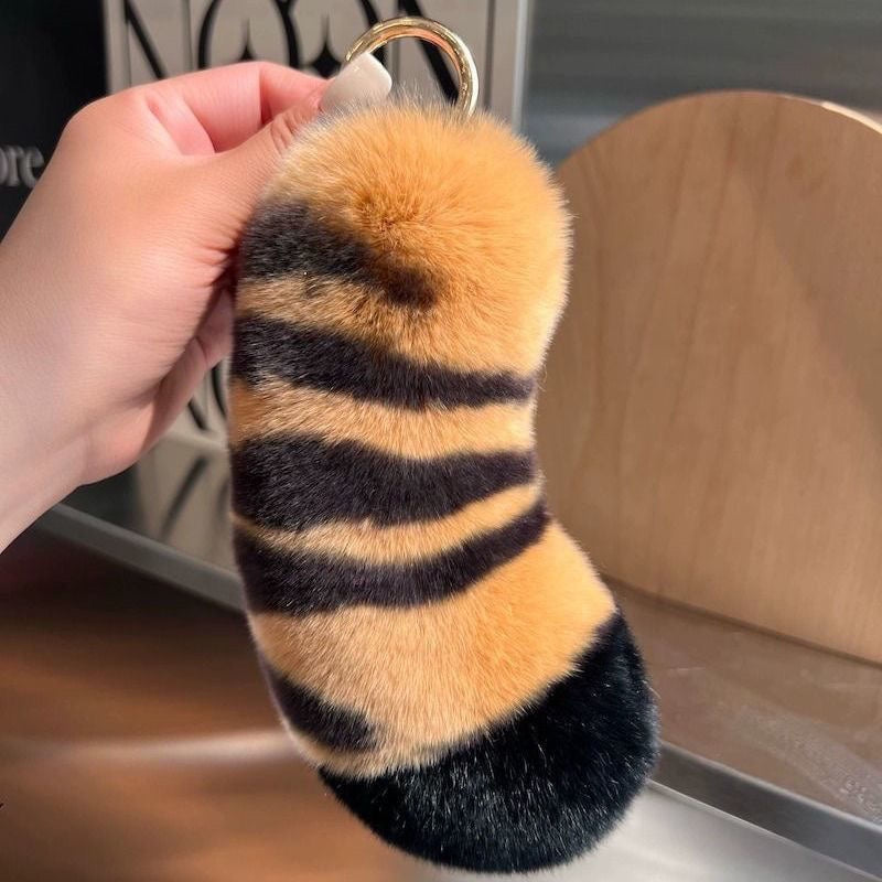 1300 cute tiger tail keychain fur pendant