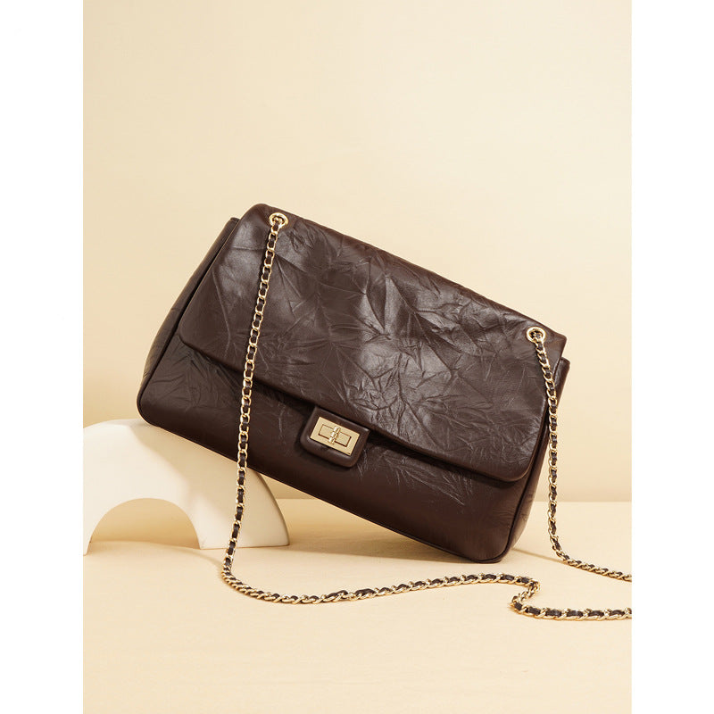1661 customize cow lwather flap chain handbag 17cm/28cm