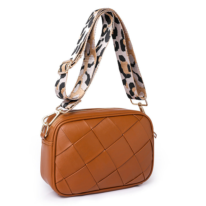 586 leather knit camera crossbody bag