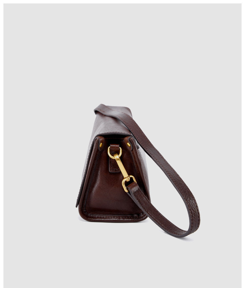 1658cow leather solid baguette women shoulder bag