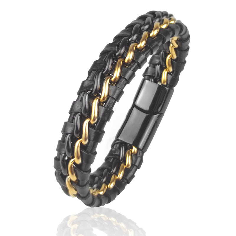 1639 Punk style double  layer men bracelet