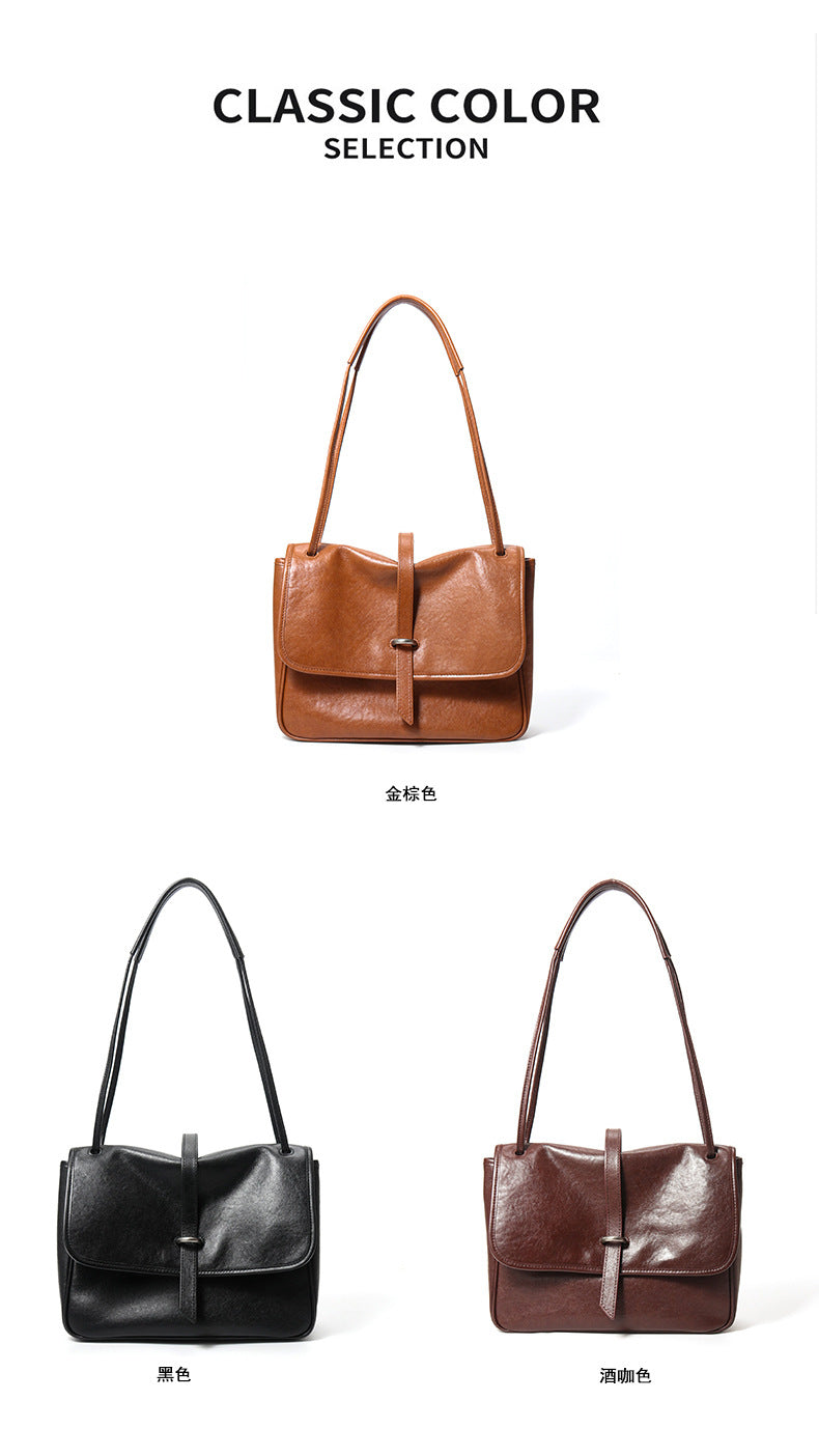 2144 cowhide flap messenger bag
