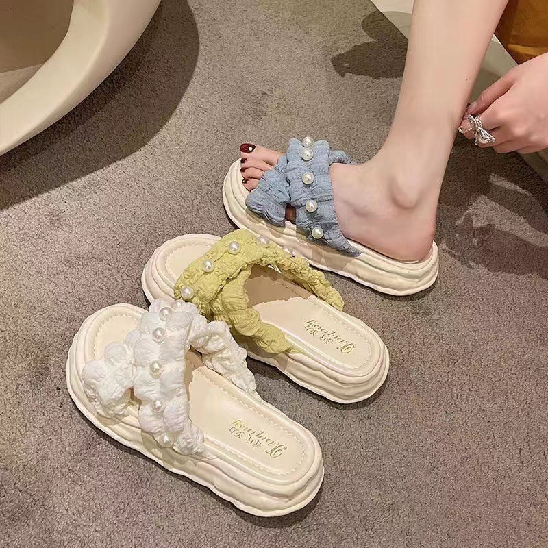 4161 outdoor fashion pearl summer slippers