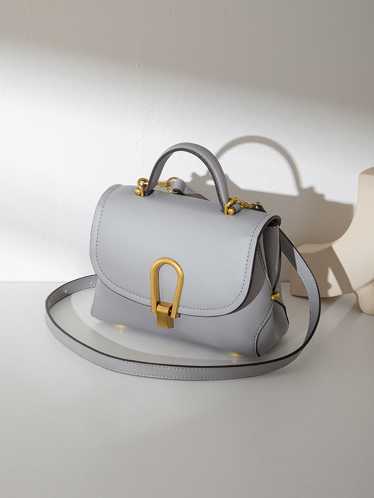 1696 flap genuine leather handbag
