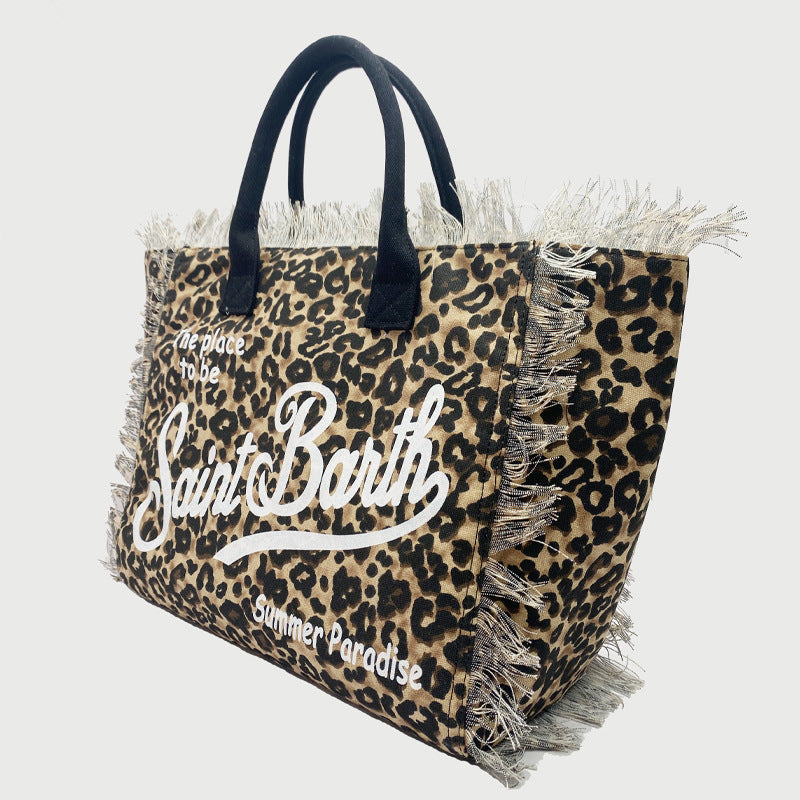 2301 leopard large beach bag
