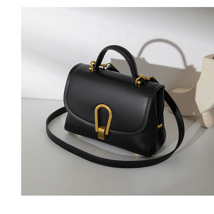 1696 flap genuine leather handbag