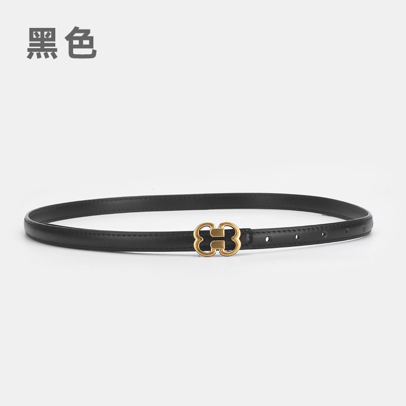 1212 1cm wide metal buckle thin belt