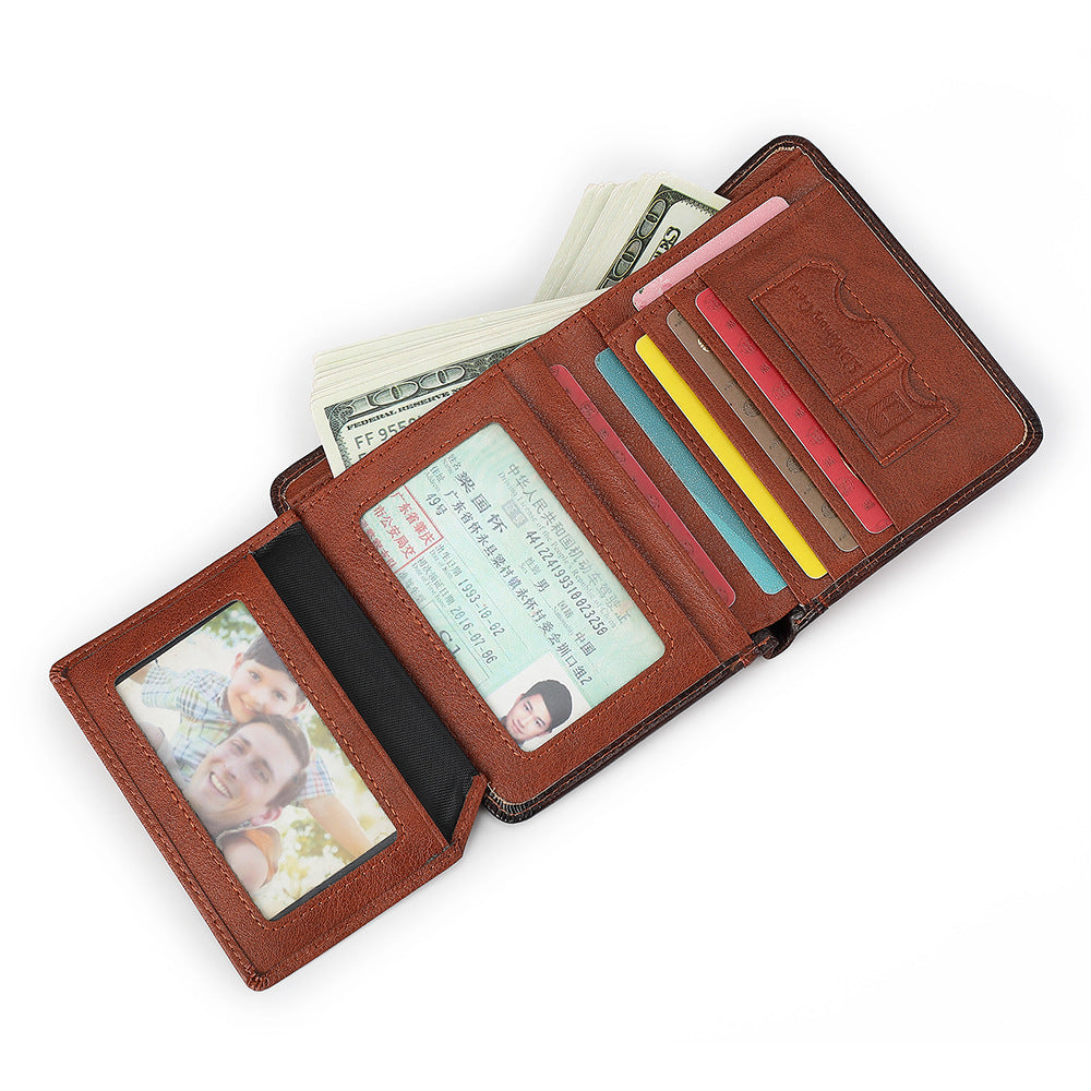 1610 genuine leather folder wallet card holder