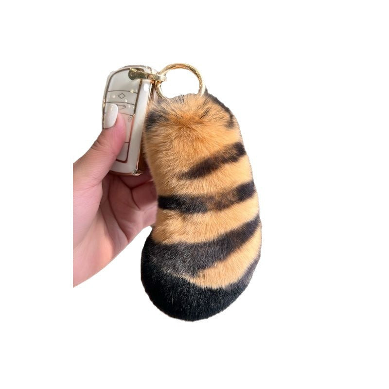1300 cute tiger tail keychain fur pendant