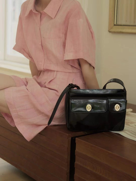 1719 new design patent leather women messenger bag