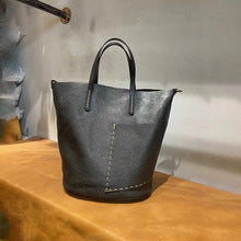 1178 cowhide large bucket bag