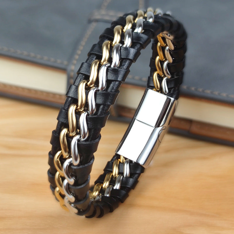 1639 Punk style double  layer men bracelet