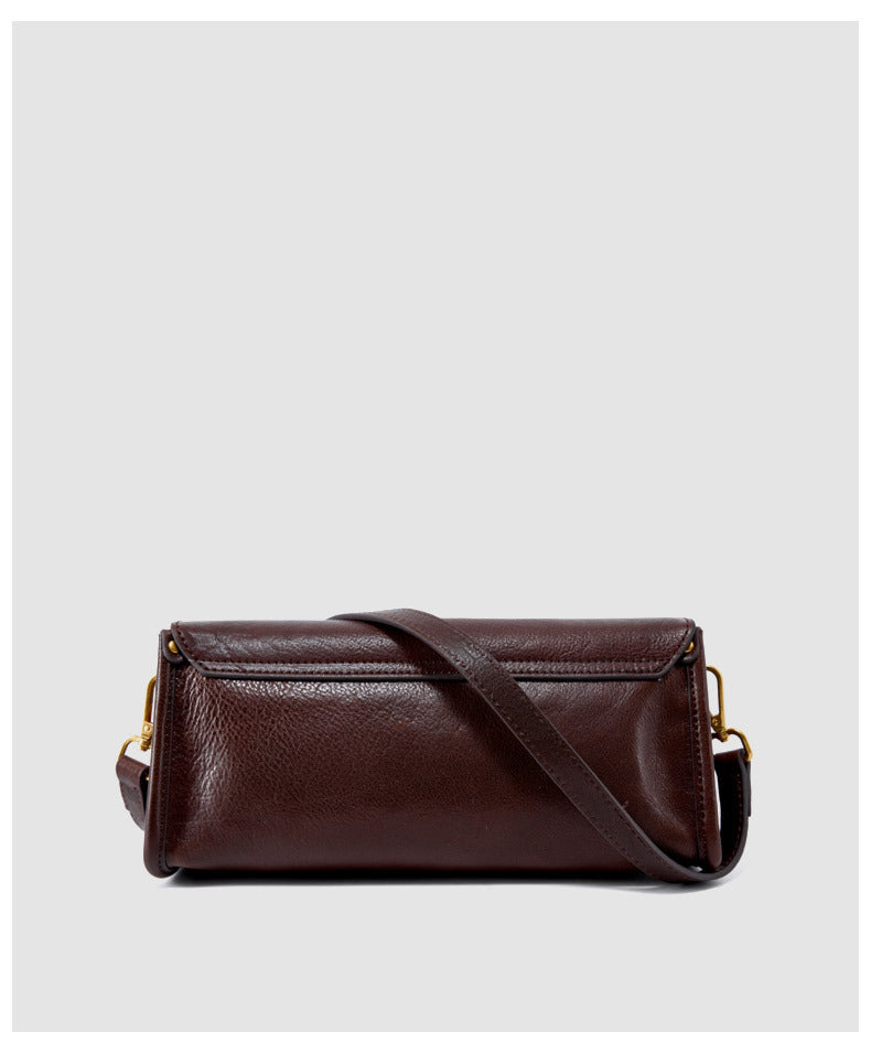 1658cow leather solid baguette women shoulder bag