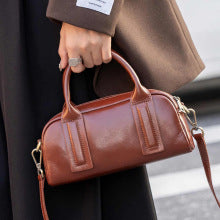 2406 vintage small genuine leather boston bag