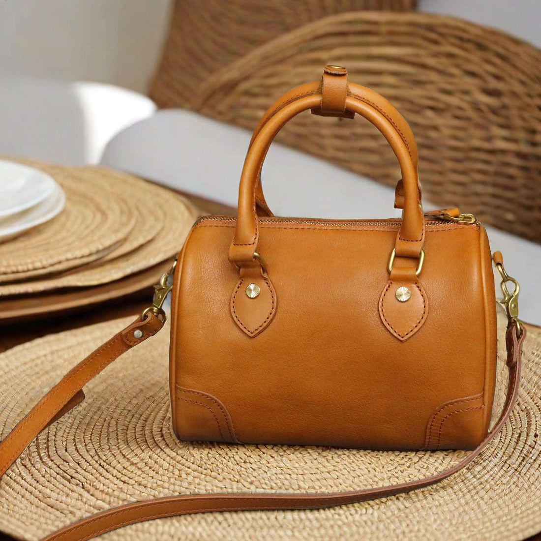 1660 women genuine leather boston handbag