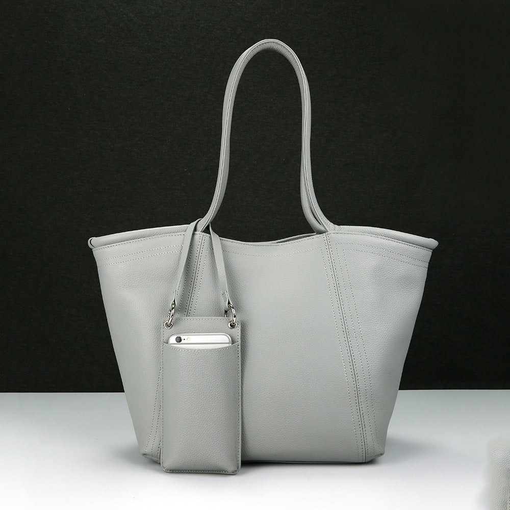 1672 solid leather shopping totes