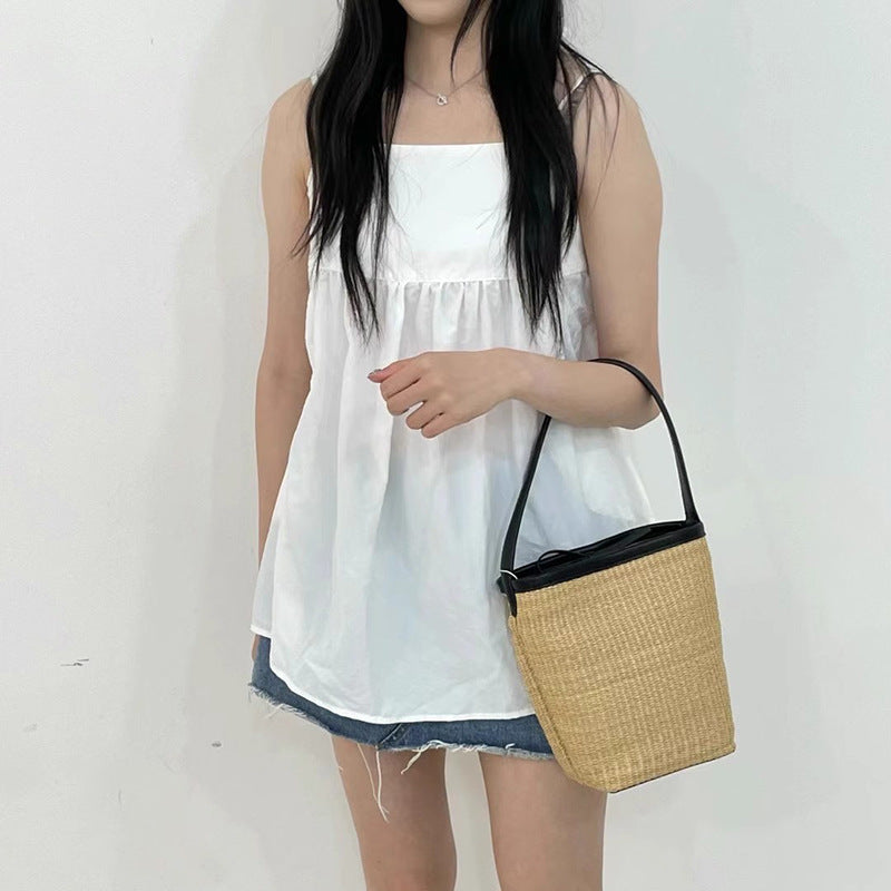 2326 raffia beach bucket handbag