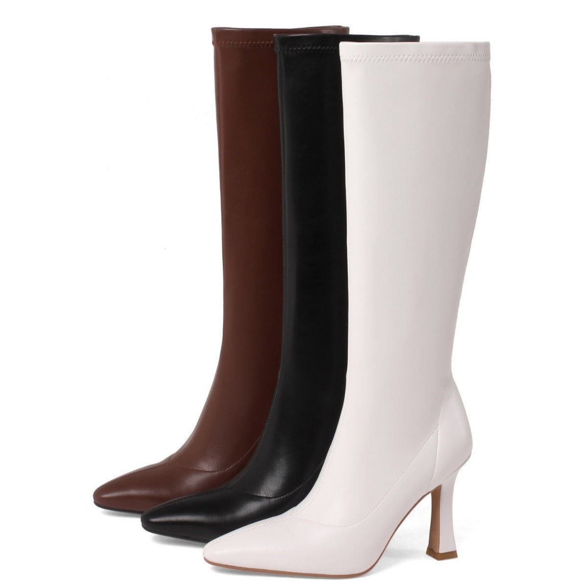 1806 pointed toe knee high boots