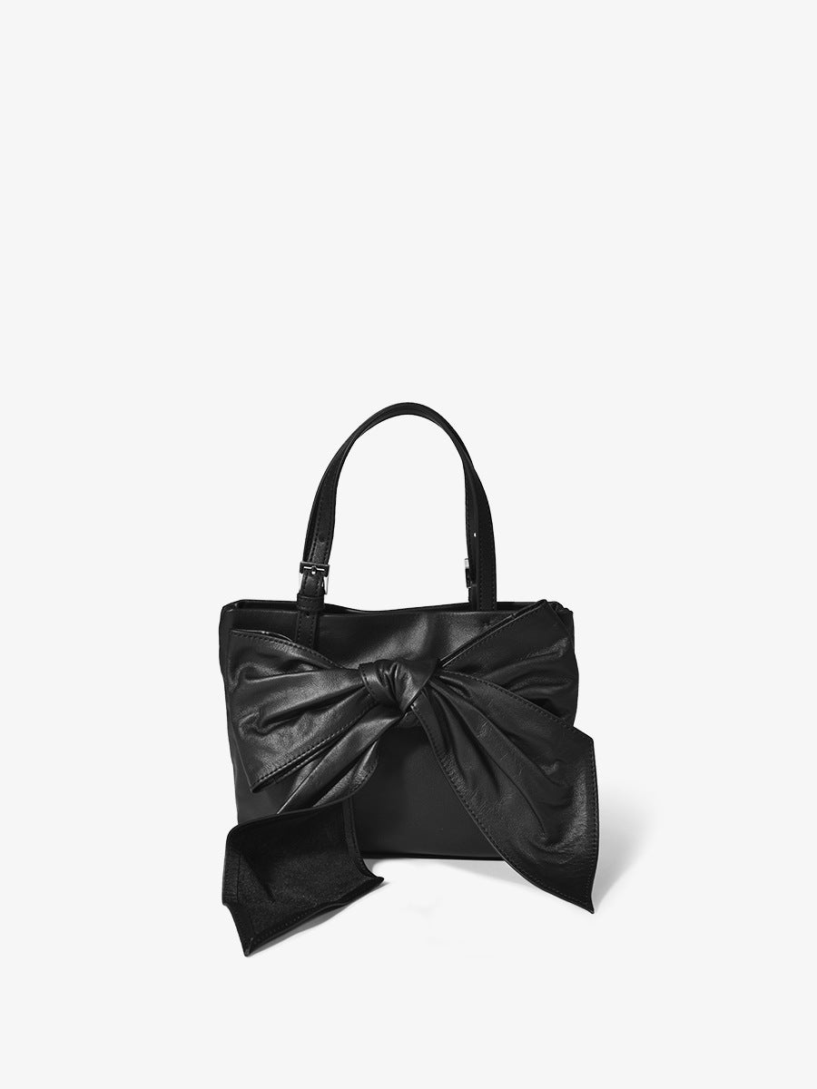 1717 genuine leather bowknot handbag