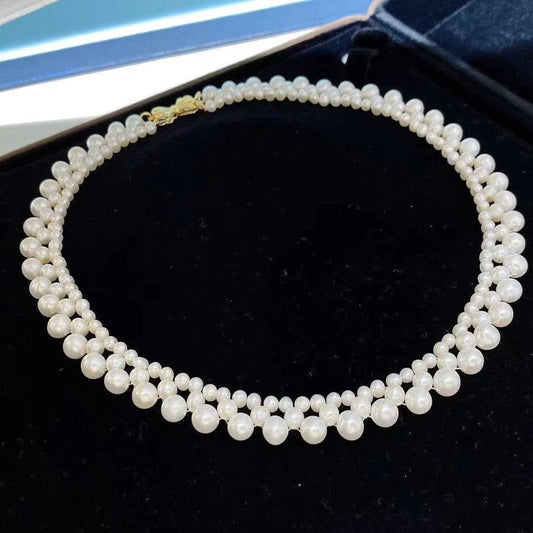 1149 fashion pearl necklace bowtie choker