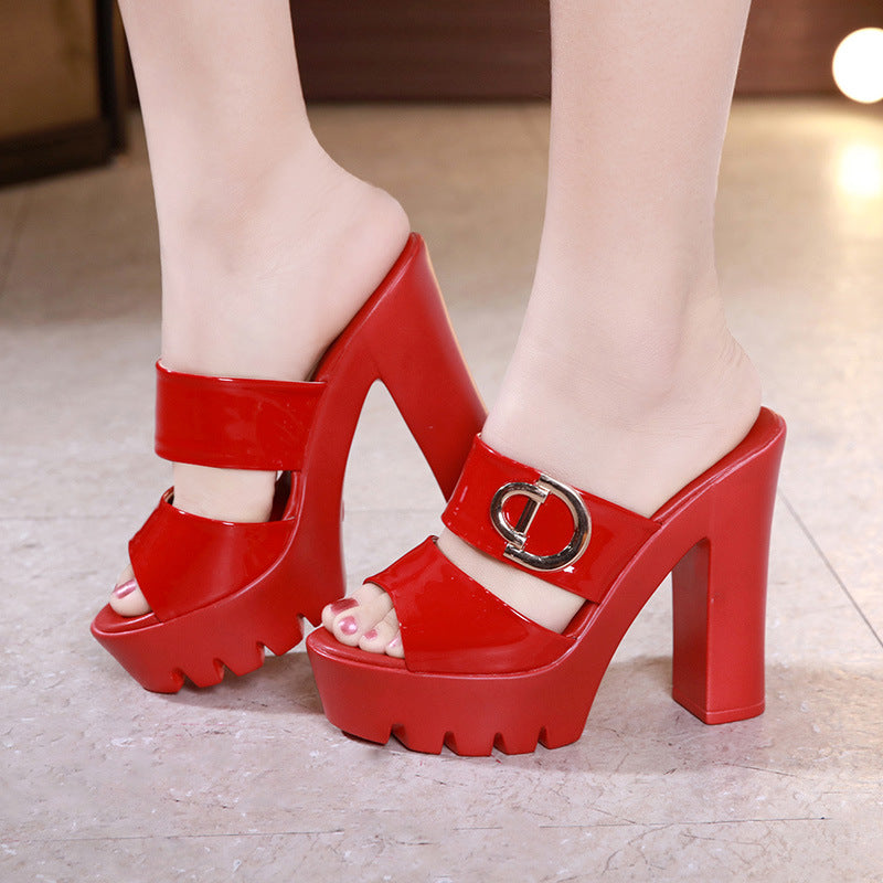 2121 patent leather peep toe sandals