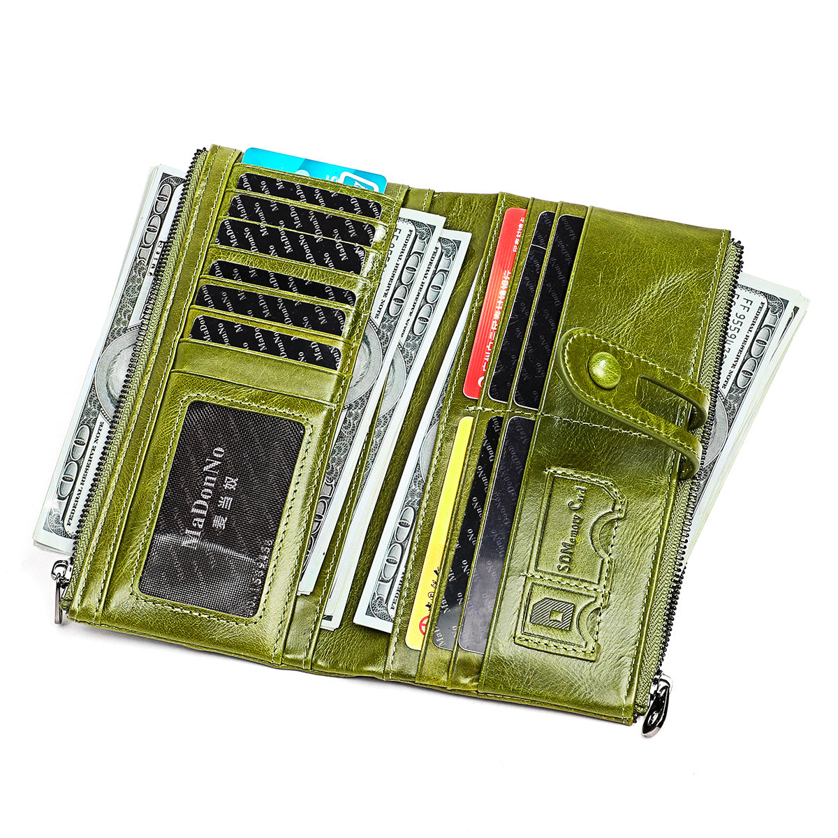 1613 genuine leather 3 fold women wallet card holder