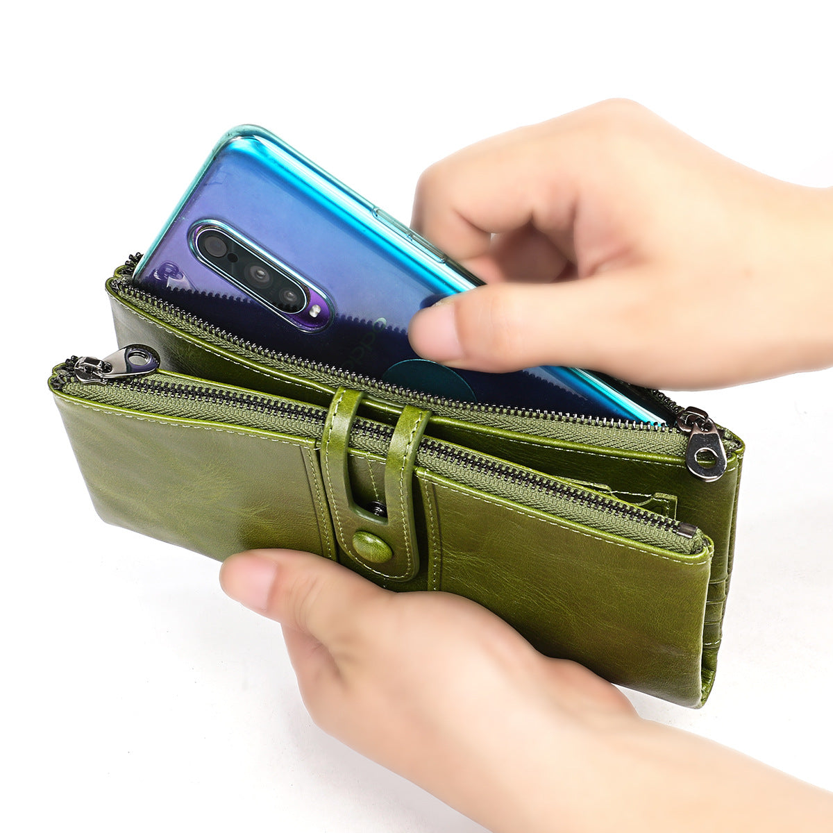 1613 genuine leather 3 fold women wallet card holder