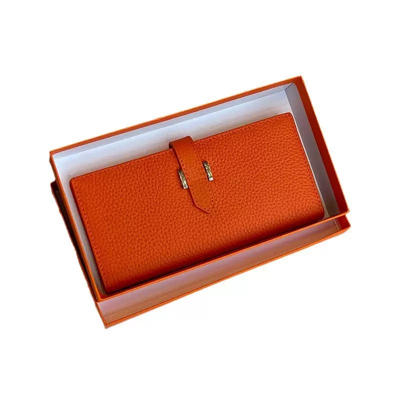 3677 genuine leather women long wallet