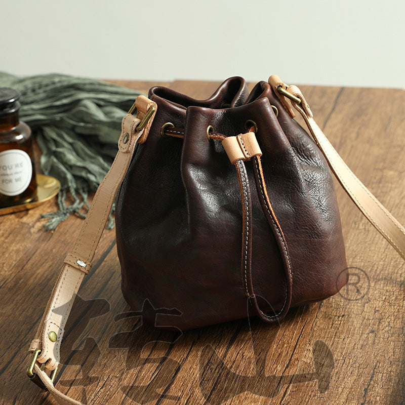 2689 cowhide bucket handbag