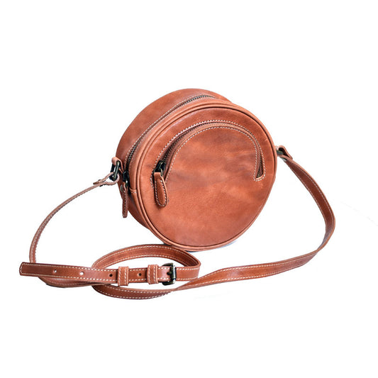 1635 round leather crossbody bag