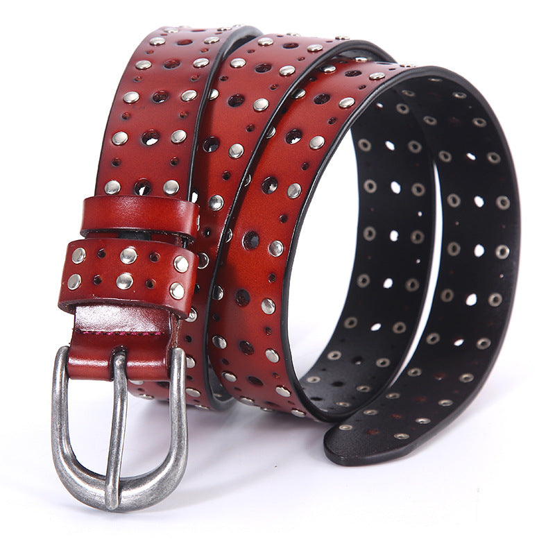 BC-6 women genuine leather rivet belt