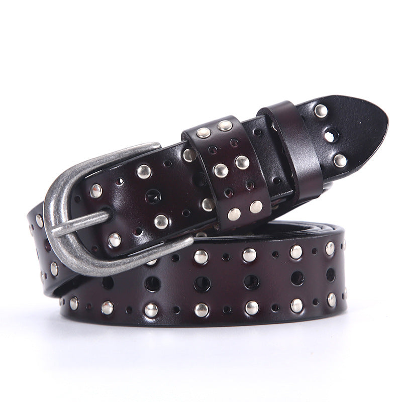 BC-6 women genuine leather rivet belt