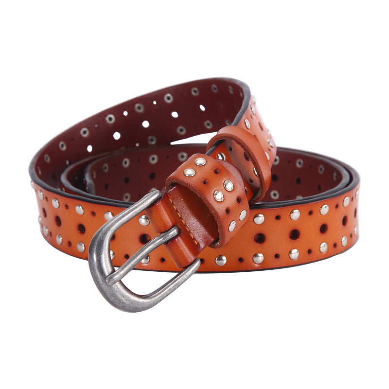 BC-6 women genuine leather rivet belt
