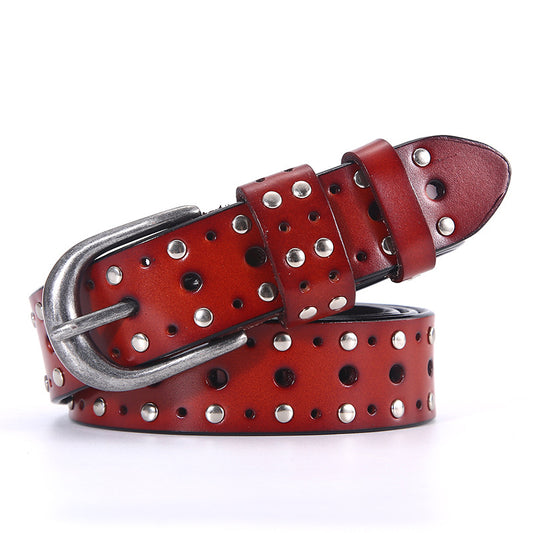 BC-6 women genuine leather rivet belt