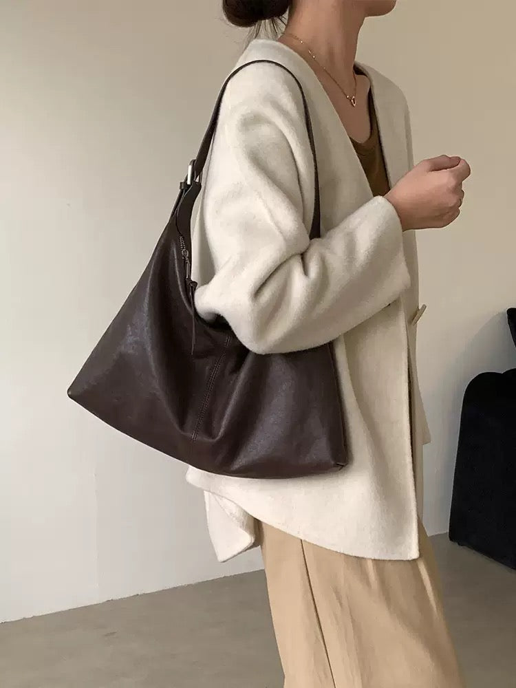 3676 genuine leather large hobo