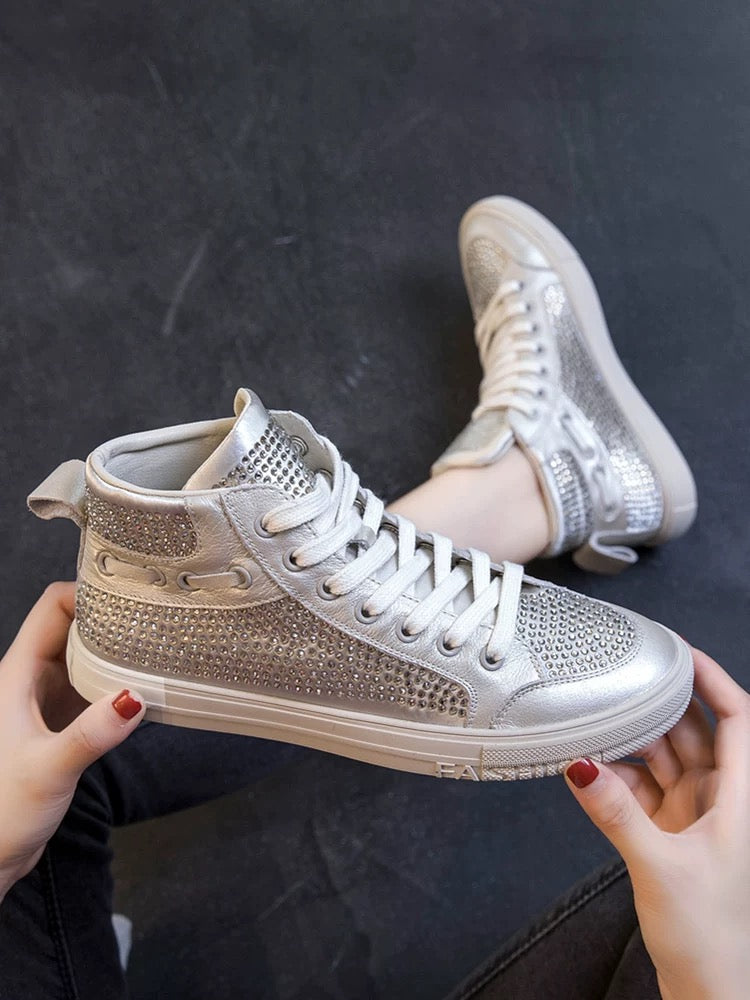 4466 high top rhinestone shoes