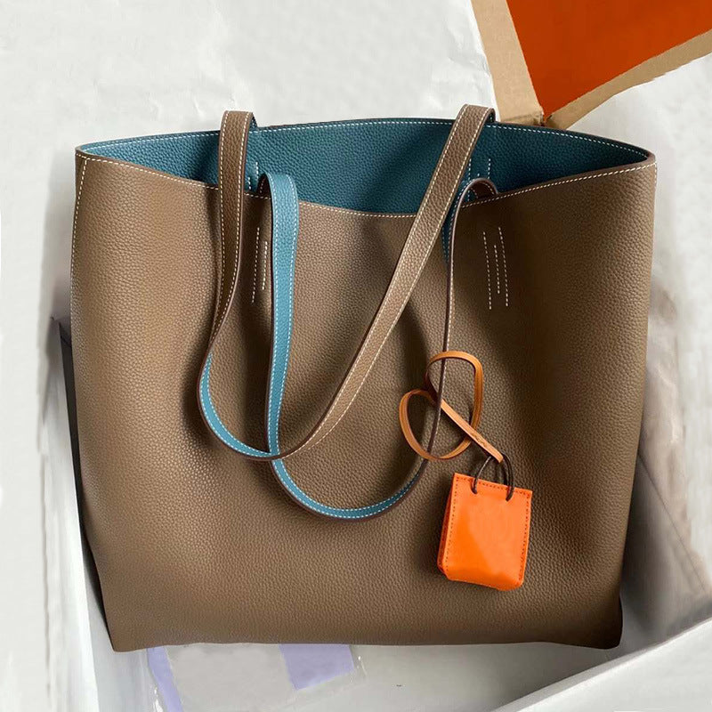 3980 two-tone genuine leather handbag (fedex)