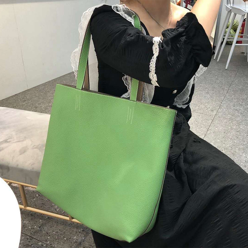 3980 two-tone genuine leather handbag (fedex)