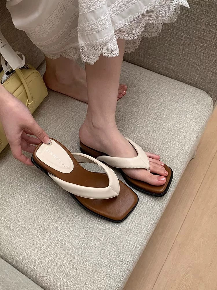 4503 genuine leather women slides
