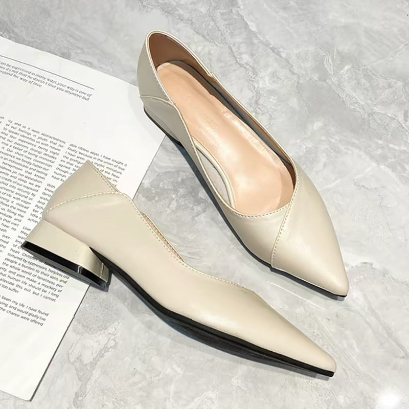 4410 genuine leather pointed toe flat